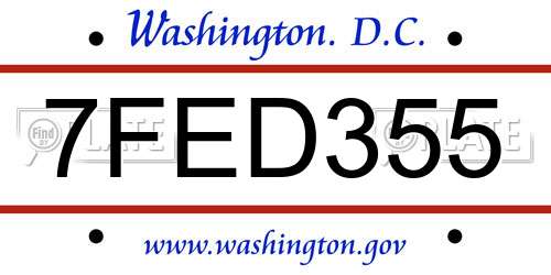 7FED355 District Of Columbia License Plate