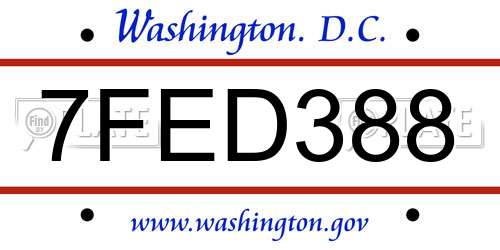 7FED388 District Of Columbia License Plate