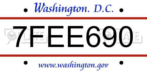 7FEE690 District Of Columbia License Plate