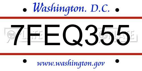 7FEQ355 District Of Columbia License Plate