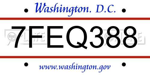 7FEQ388 District Of Columbia License Plate