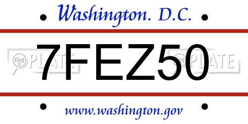 7FEZ50 District Of Columbia License Plate