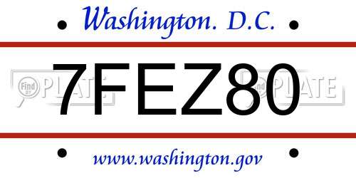 7FEZ80 District Of Columbia License Plate