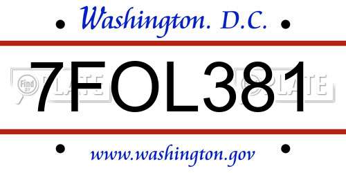 7FOL381 District Of Columbia License Plate