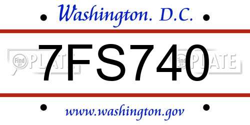 7FS740 District Of Columbia License Plate