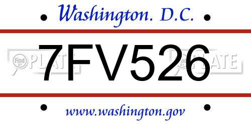 7FV526 District Of Columbia License Plate