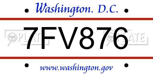 7FV876 District Of Columbia License Plate