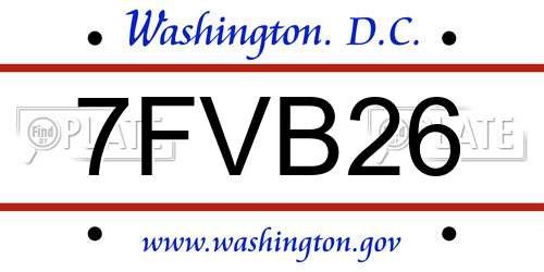 7FVB26 District Of Columbia License Plate