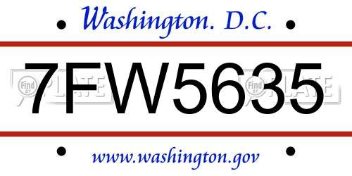 7FW5635 District Of Columbia License Plate