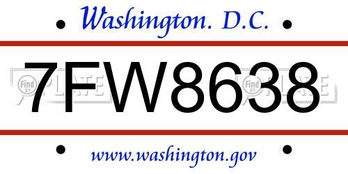 7FW8638 District Of Columbia License Plate