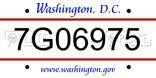 7G06975 District Of Columbia License Plate