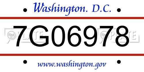 7G06978 District Of Columbia License Plate