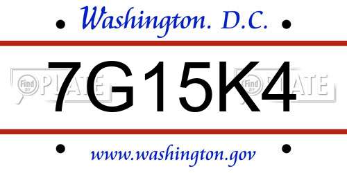 7G15K4 District Of Columbia License Plate