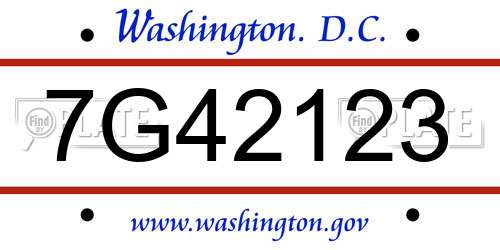 7G42123 District Of Columbia License Plate