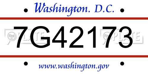7G42173 District Of Columbia License Plate