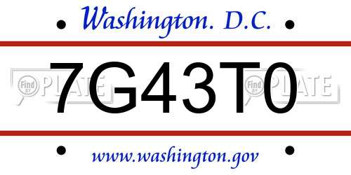 7G43T0 District Of Columbia License Plate