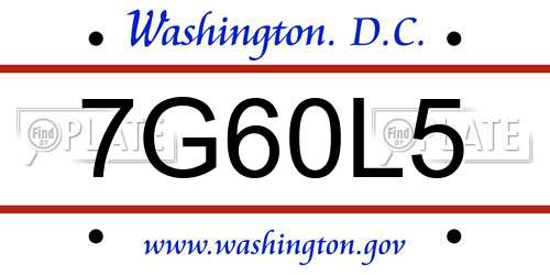 7G60L5 District Of Columbia License Plate