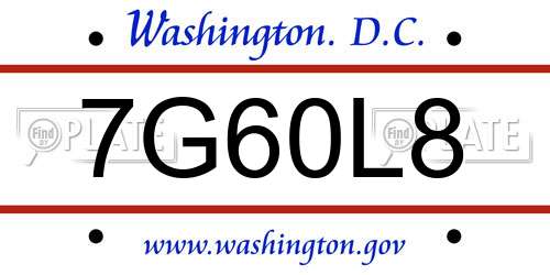 7G60L8 District Of Columbia License Plate