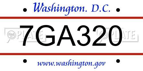 7GA320 District Of Columbia License Plate