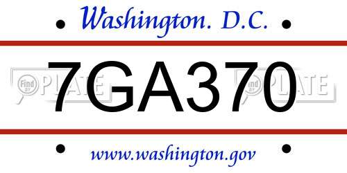 7GA370 District Of Columbia License Plate