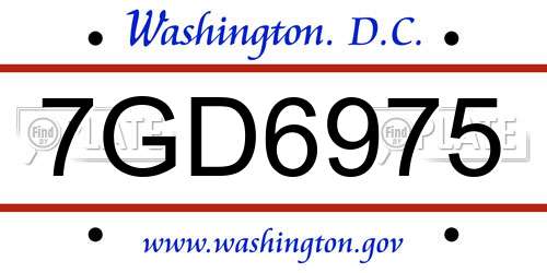 7GD6975 District Of Columbia License Plate