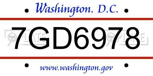 7GD6978 District Of Columbia License Plate