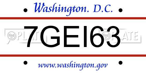 7GEI63 District Of Columbia License Plate