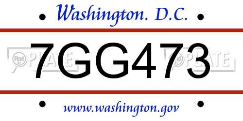 7GG473 District Of Columbia License Plate