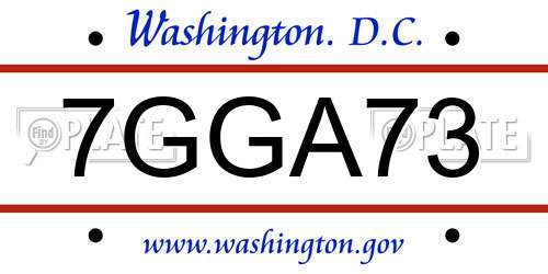 7GGA73 District Of Columbia License Plate
