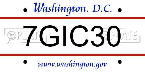 7GIC30 District Of Columbia License Plate