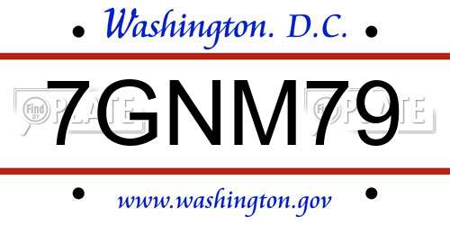 7GNM79 District Of Columbia License Plate