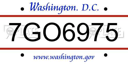 7GO6975 District Of Columbia License Plate