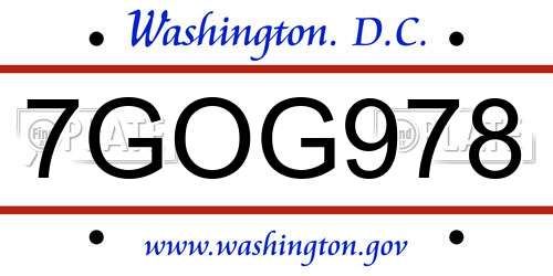 7GOG978 District Of Columbia License Plate