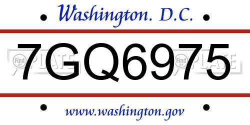 7GQ6975 District Of Columbia License Plate