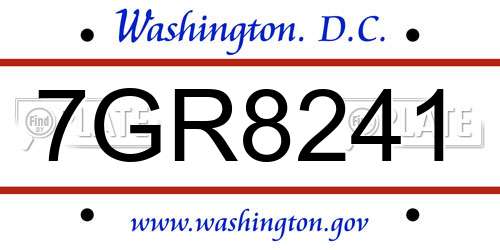 7GR8241 District Of Columbia License Plate