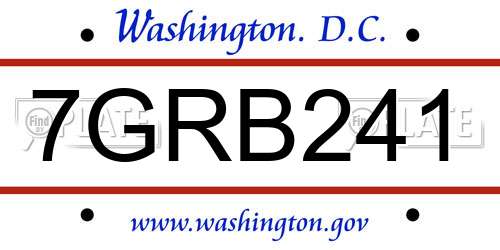 7GRB241 District Of Columbia License Plate