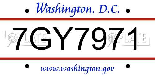 7GY7971 District Of Columbia License Plate