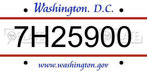 7H25900 District Of Columbia License Plate