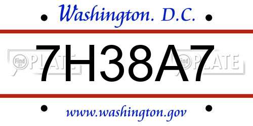 7H38A7 District Of Columbia License Plate