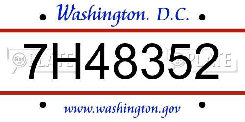 7H48352 District Of Columbia License Plate