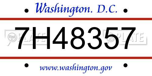 7H48357 District Of Columbia License Plate