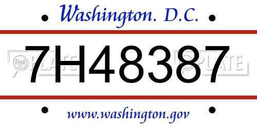 7H48387 District Of Columbia License Plate