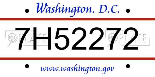 7H52272 District Of Columbia License Plate