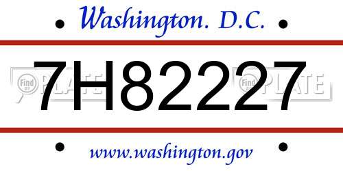 7H82227 District Of Columbia License Plate