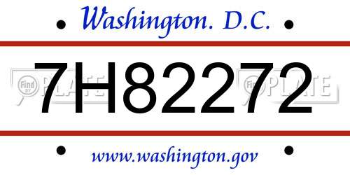 7H82272 District Of Columbia License Plate