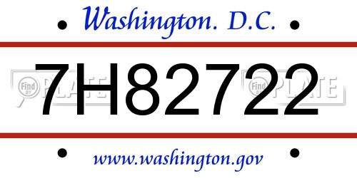 7H82722 District Of Columbia License Plate