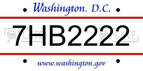 7HB2222 District Of Columbia License Plate