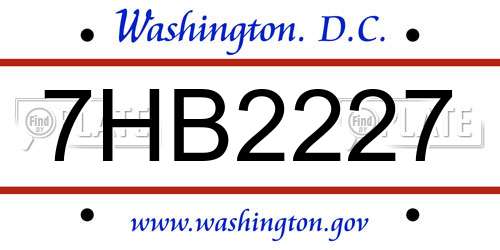 7HB2227 District Of Columbia License Plate