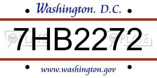 7HB2272 District Of Columbia License Plate