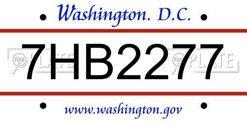 7HB2277 District Of Columbia License Plate